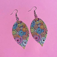 fashion metal hollow colorful leaf pendant drop hook earringsvintage colorful leaf drop earrings boho cute earrings