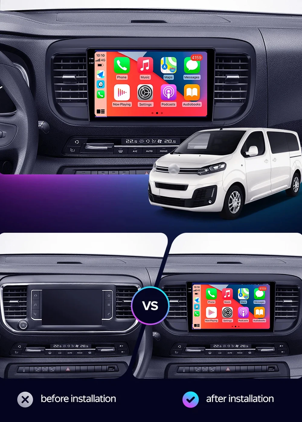 Фото Android 14 Carplay для Citroen Jumpy III 3 SpaceTourer 1 для Peugeot Expert 3 2016 2017 2018-2021 Автомобильный радиоприемник Мультимедийный плеер №2