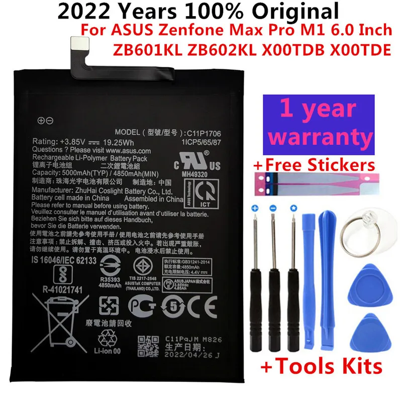 

100% Original C11P1706 5000mAh Battery For ASUS Zenfone Max Pro M1 6.0 Inch ZB601KL ZB602KL X00TDB X00TDE Batteries +Tools
