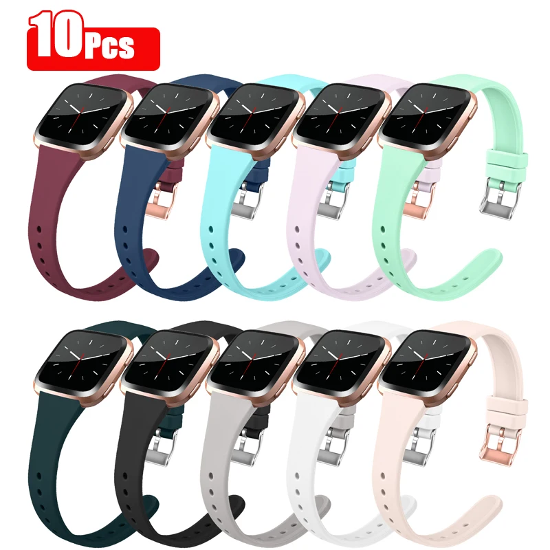 10pcs/lot Soft Slim Silicone Strap For Fitibit Versa 2 1 Band Watchband Wristband Bracelet For Fitibit Versa 2 1 Strap Accessory