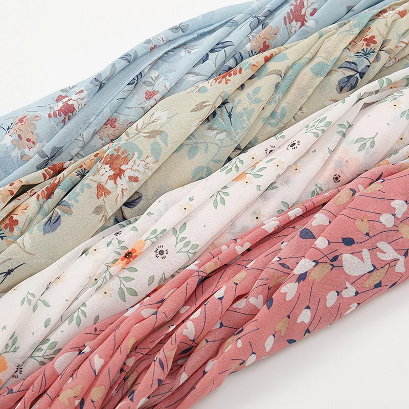 2023 Fashion Women Bubble Chiffon Hijab Scarf Foulard Femme Musulman Printed Shawl Islamic Clothing Headwear Muslim Headscarf