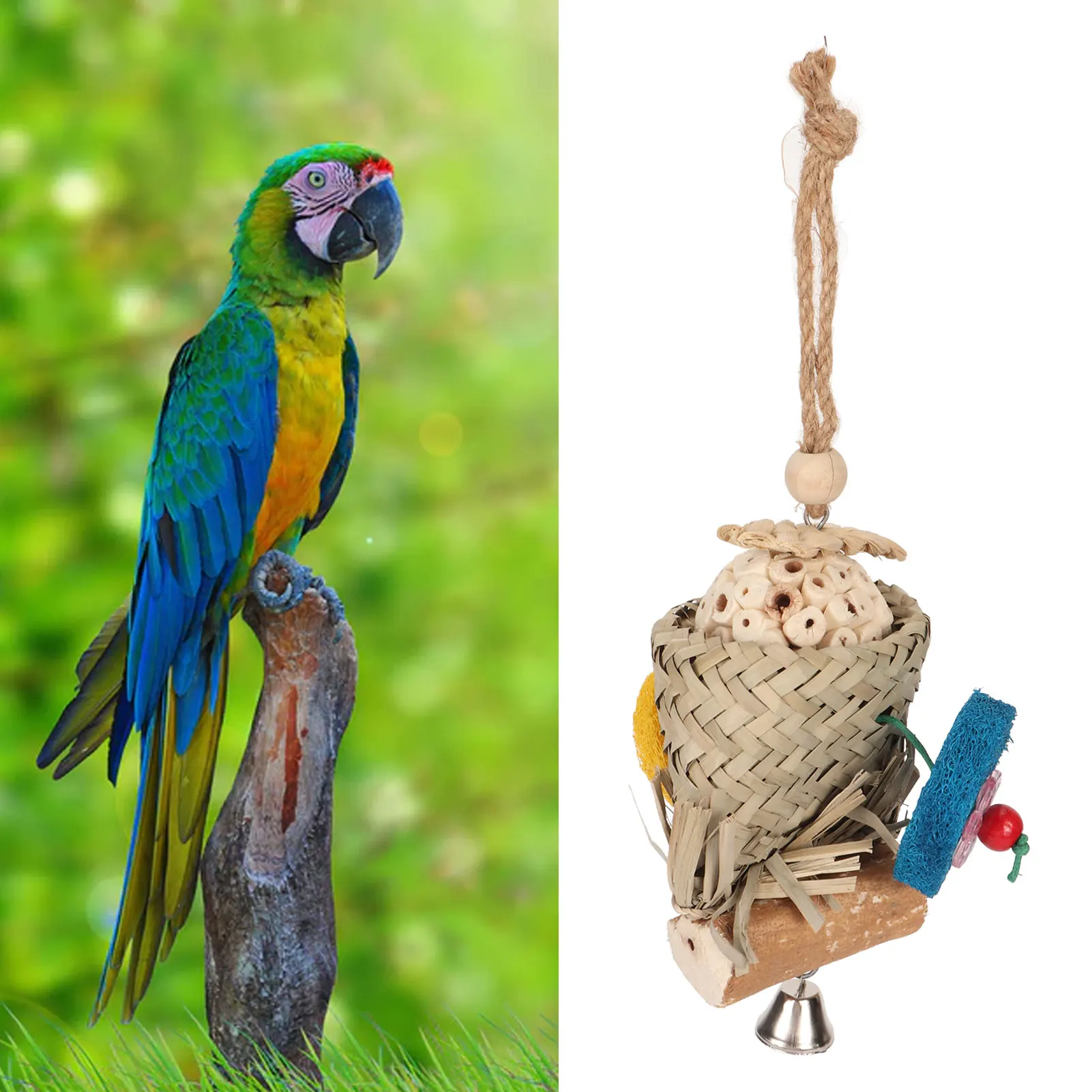 Жевательные игрушки в виде попугаев Пальмовые Листья плетеные кусающие