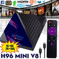mini v8 rk3228a h96 tv box wireless 2 4g wifi tv receiver smart remote control set top box android 10 0 hd 4k vp9 video decoding