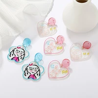 korean acrylic big heart dangle drop earrings for women girls cute sweet colorful students party wedding fashion jewelry gifts