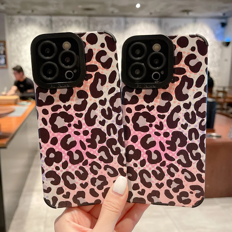 

Fashion Leopard Print Design Phone Case For iPhone 11 12 13 14 Pro Max 14 Plus X XR XS Max 7 8 Plus Lens Protection Bumber Cover