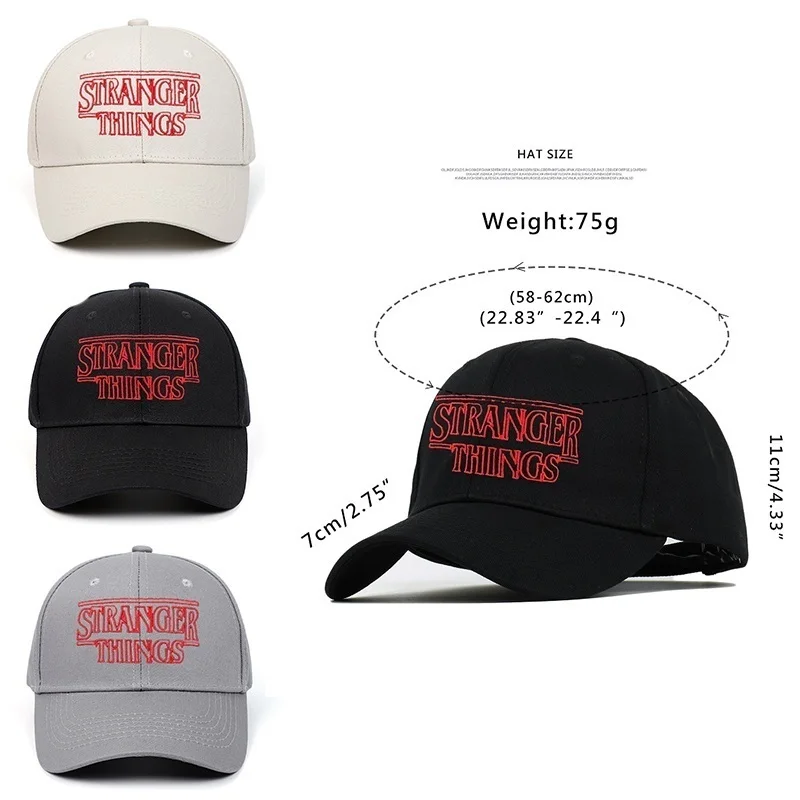 

Stranger Things Dustin Cotton100% Baseball Caps Hats Summer Black Dad Caps Men Adjustable Summer Shapback Golf Hat Gifts for Kid
