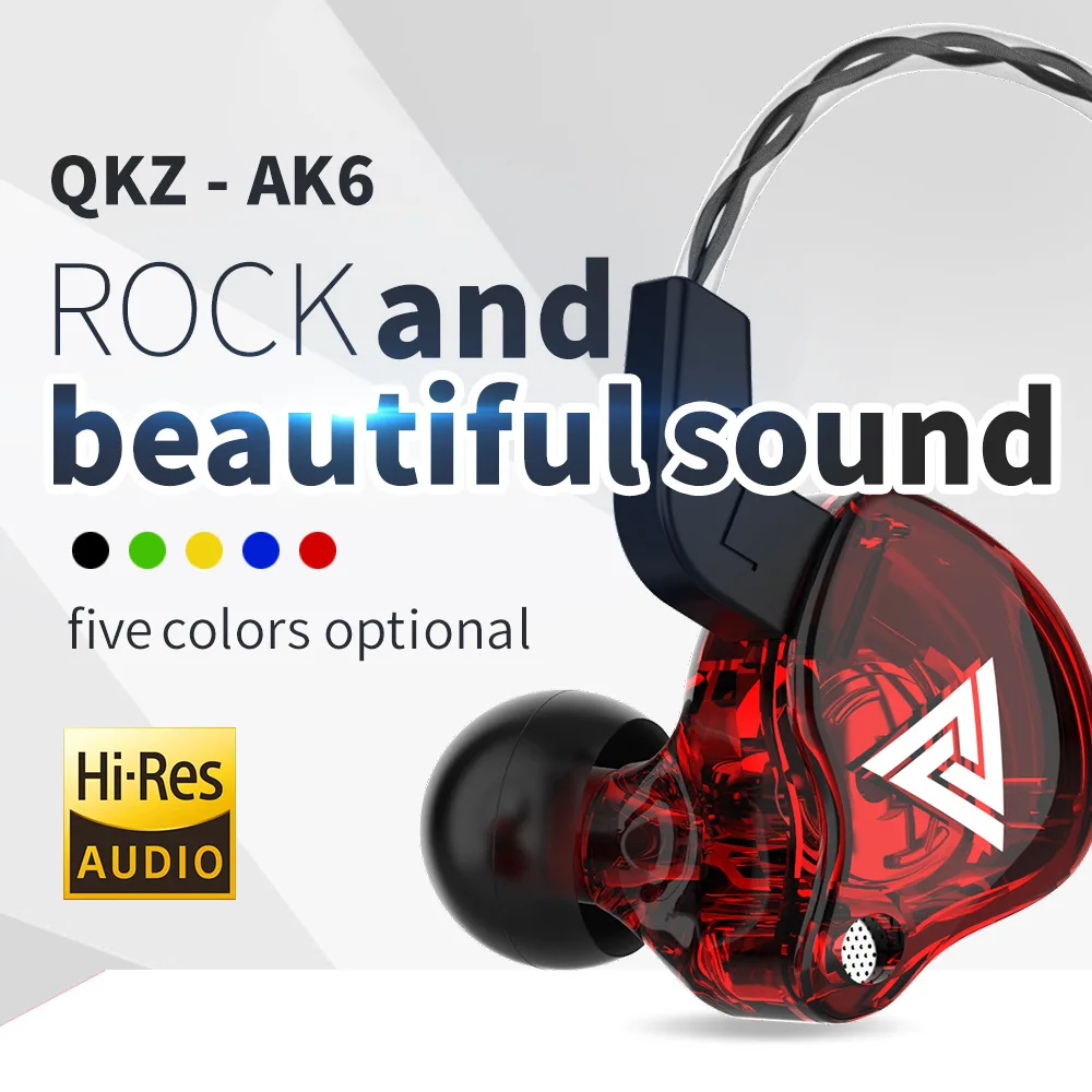 

QKZ AK6 SK7 Copper Driver HiFi Wired Earphone with MIC Sport Running Headphones Bass Stereo Headset Music Earbuds fone de ouvido