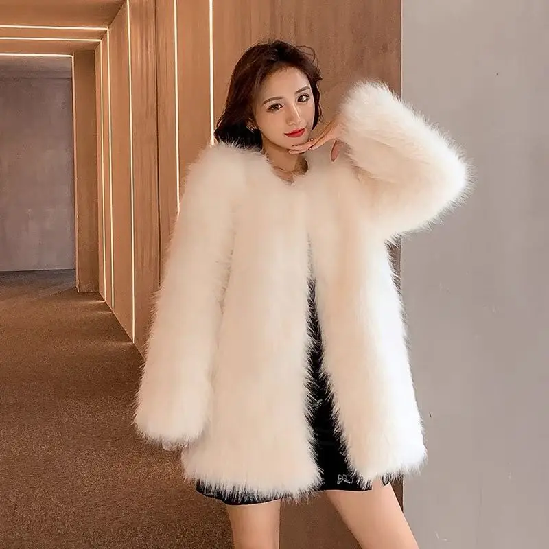 

Women Faux Fur Coat Winter Warm Fake Fur Lady Coat Casual Jacket Fashion Loose Vintage Black Clothes