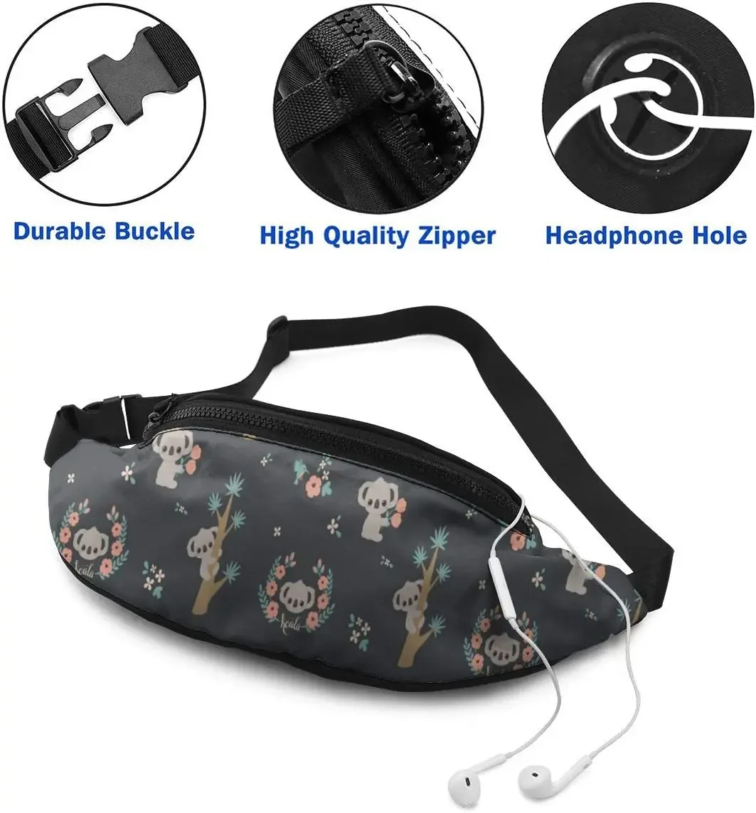 Поясная Сумка Koala с отверстиями для наушников забавная Регулируемая набедренная