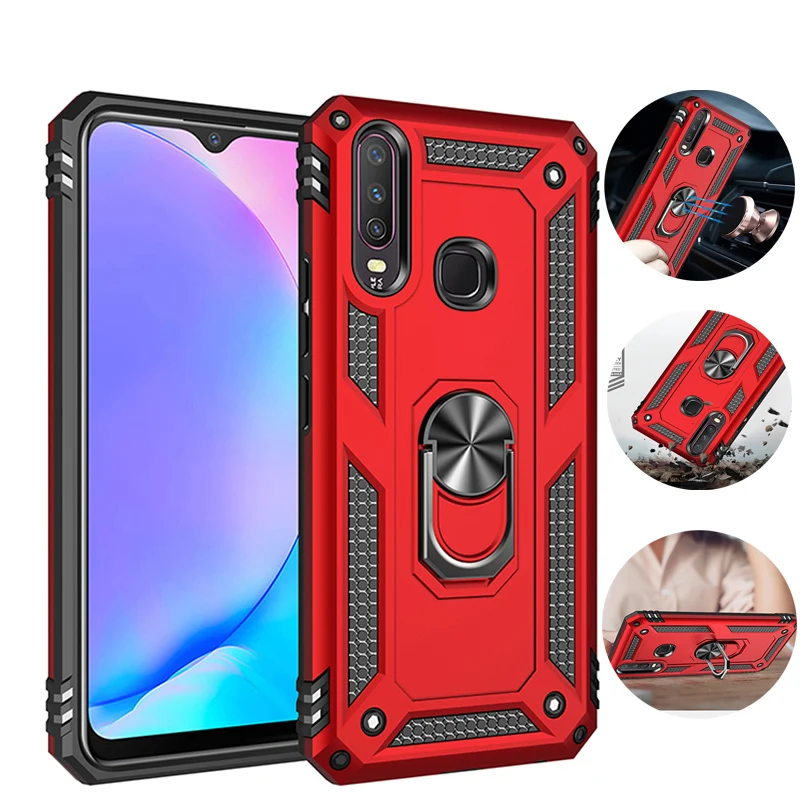 

Shockproof Phone Case For VIVO Y12 Y15 Y17 V15 Pro Military Grade Anti-Fall Ring Stand Protective Cover For VIVO X21 X23 X27 NEX