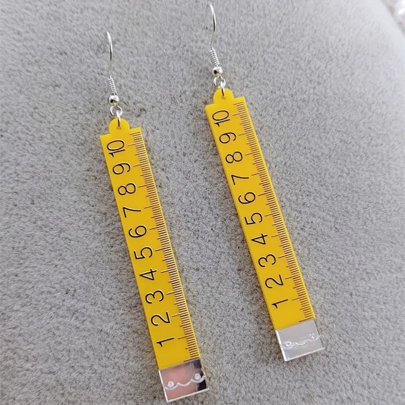 Модные длинные висячие серьги с линейкой для женщин забавные желтые