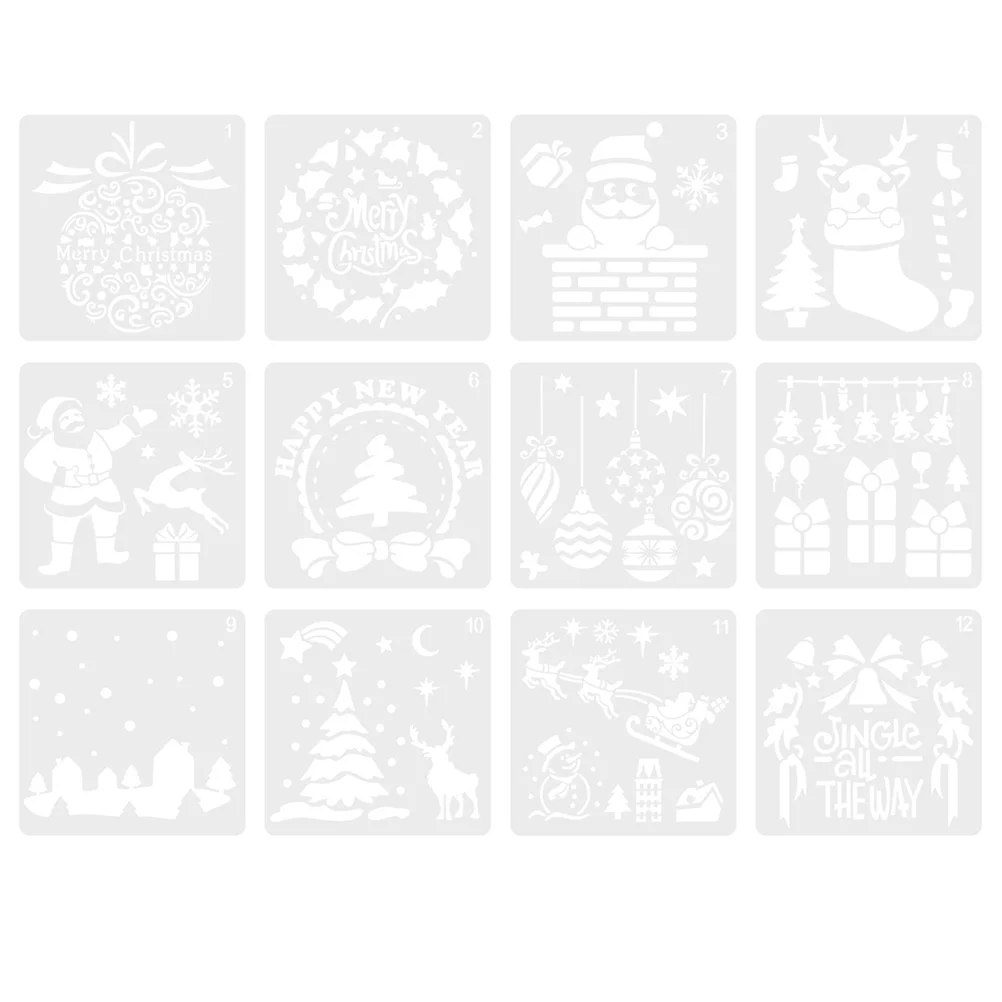 

12Pcs Good Great Pretty Drawing Template Xmas Painting Templates