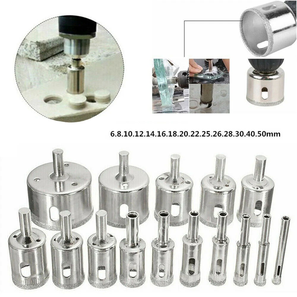 

15pcs Diamond Coated Hss Drill Bit Set 6-50mm Tile Marble Glass Ceramic Hole Saw Drilling Bits For Power Tools Accessories