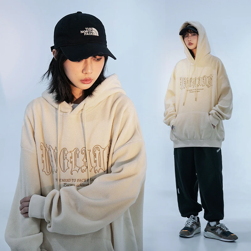 

High Quality Fleece Embroidery Hoodies Couples Fashion Trends Streetwear Teenage Loose Fit Sweatshirts Oversized Casual Clothing