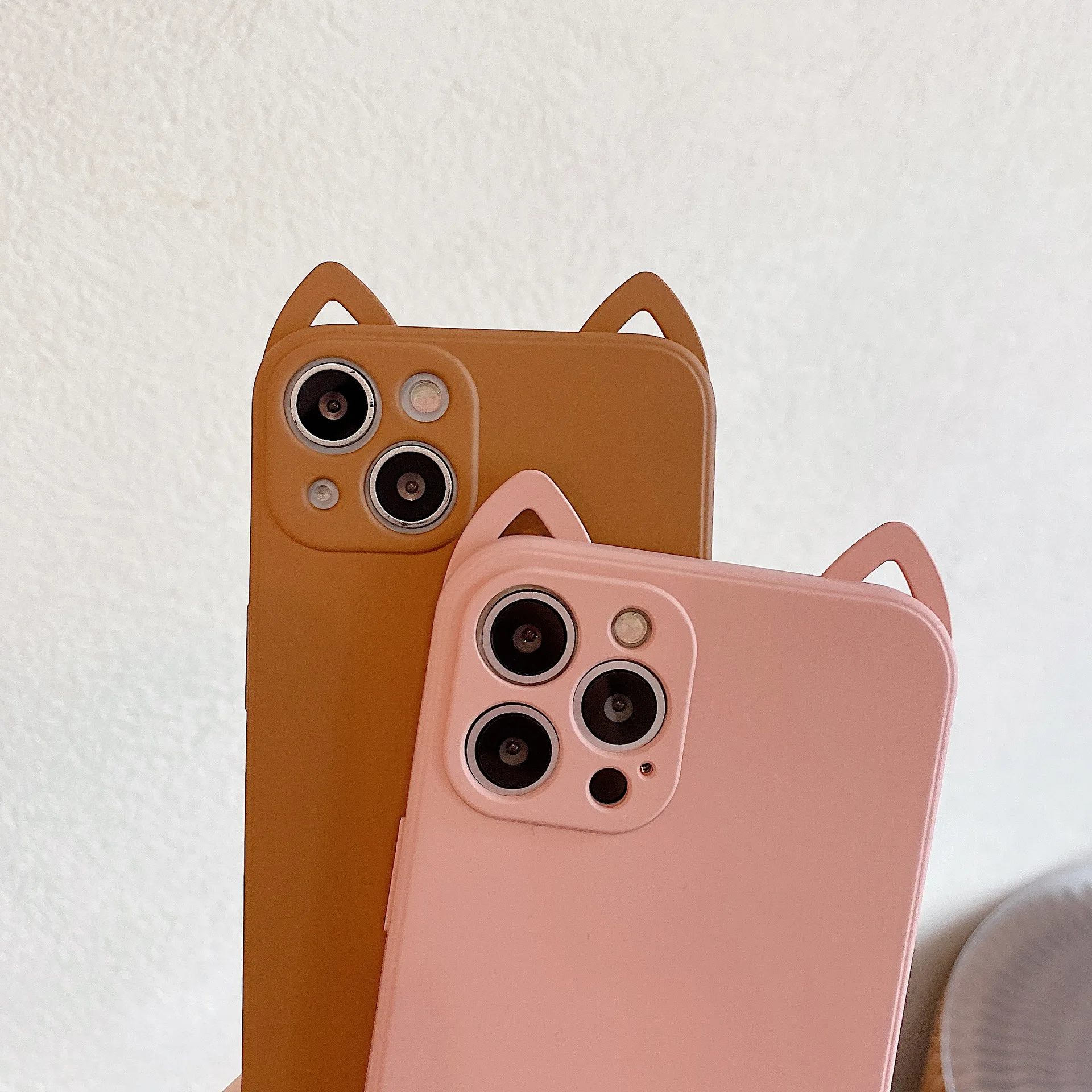 

Cute Cartoon Cat Ear Soft Phone Case For iPhone 13 Pro Max 12 11 XS Max X XR 7 8 Plus Original Liquid Silicone Shockproof Cover
