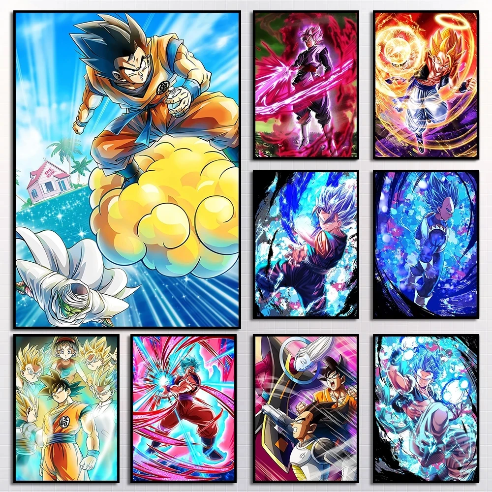 Современное настенное искусство Дракон мяч плакат Гоку японское аниме печать на