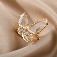 butterfly rings for women colorful transparent crystal ring cute animal exaggerate accessories party jewelry gift bijoux femme