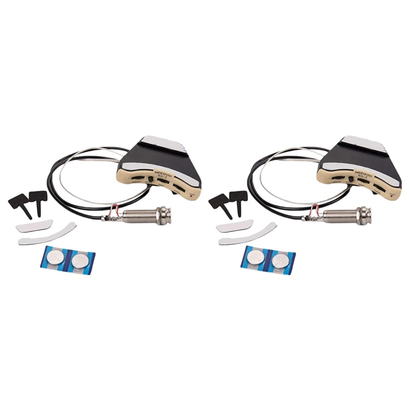 

2X Acoustic Guitar Soundhole Preamp Piezo 3 Band Pickup Eq With Microphone