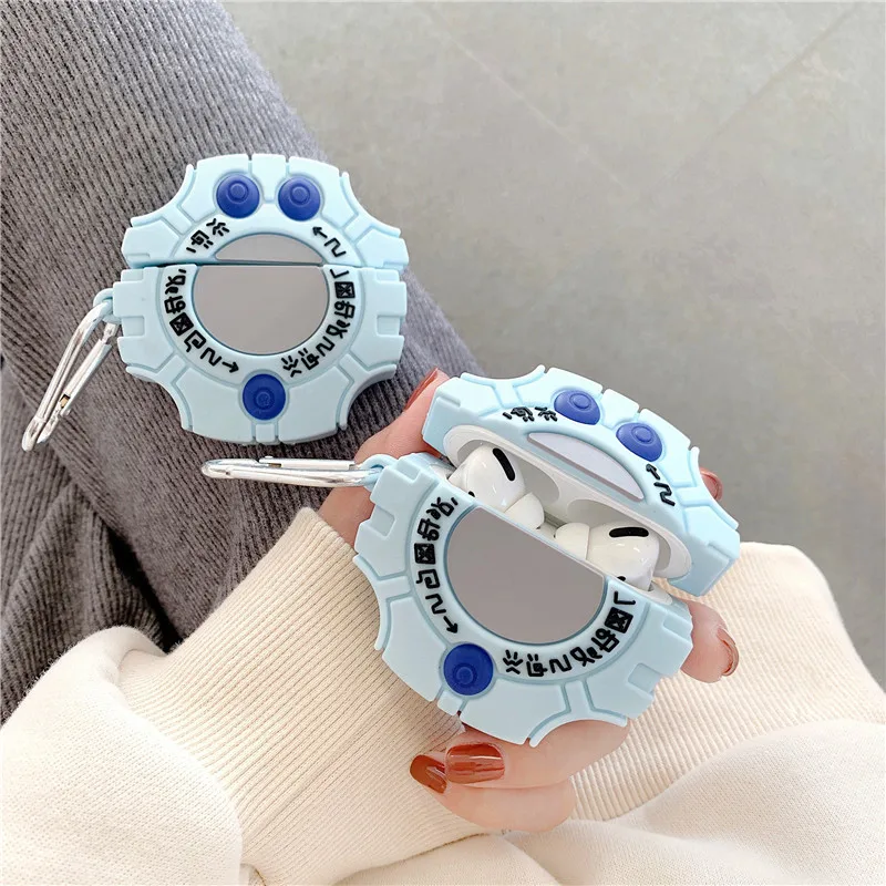 

3D Cute Cartoon Digimon Monster Digivice Headphone Cases For Apple Airpods Pro 3 Soft Silicone Earphone Protection Cover Case