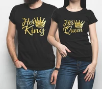 her king and his queen shirt women aesthetic clothes matching love couples tshirts best couple tees women lovers letter 2022 xl