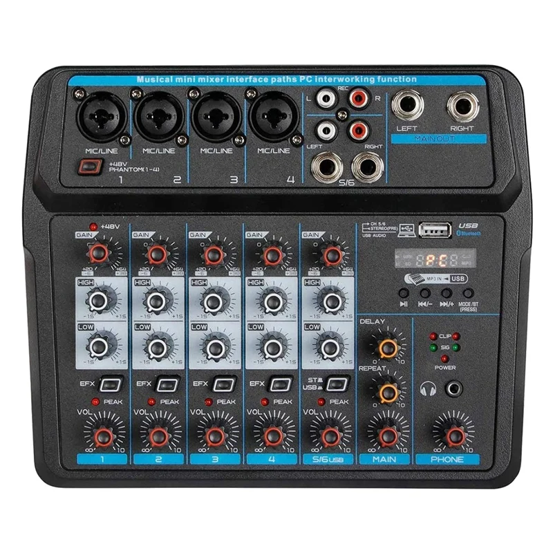 

Audio Mixer 6-Channel DJ Sound Controller Interface with USB,Soundcard for PC Recording,USB Audio Interface Audio Mixer