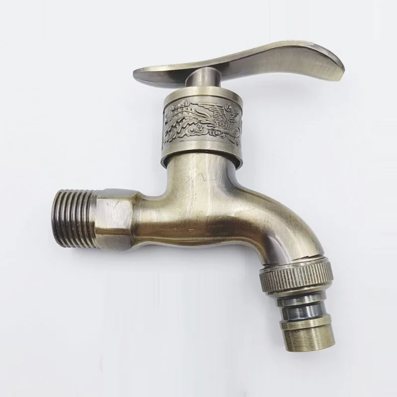 

Античный латунный резной кран с драконом, садовый кран для стиральной машины, роскошный уличный кран, одиночный кран для холодной воды