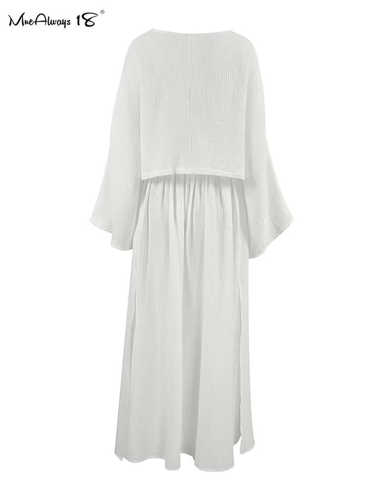 Mnealways18 Crape хлопковые комплекты с юбкой повседневные из двух частей Оверсайз