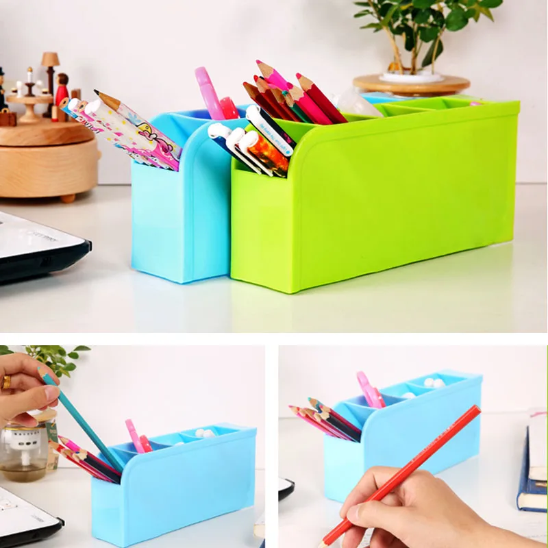 1шт. Пластиковая настольная коробка для хранения пультов дистанционного управления, инструментов, аксессуаров для дома и косметики. Многораздельные контейнеры для организации.