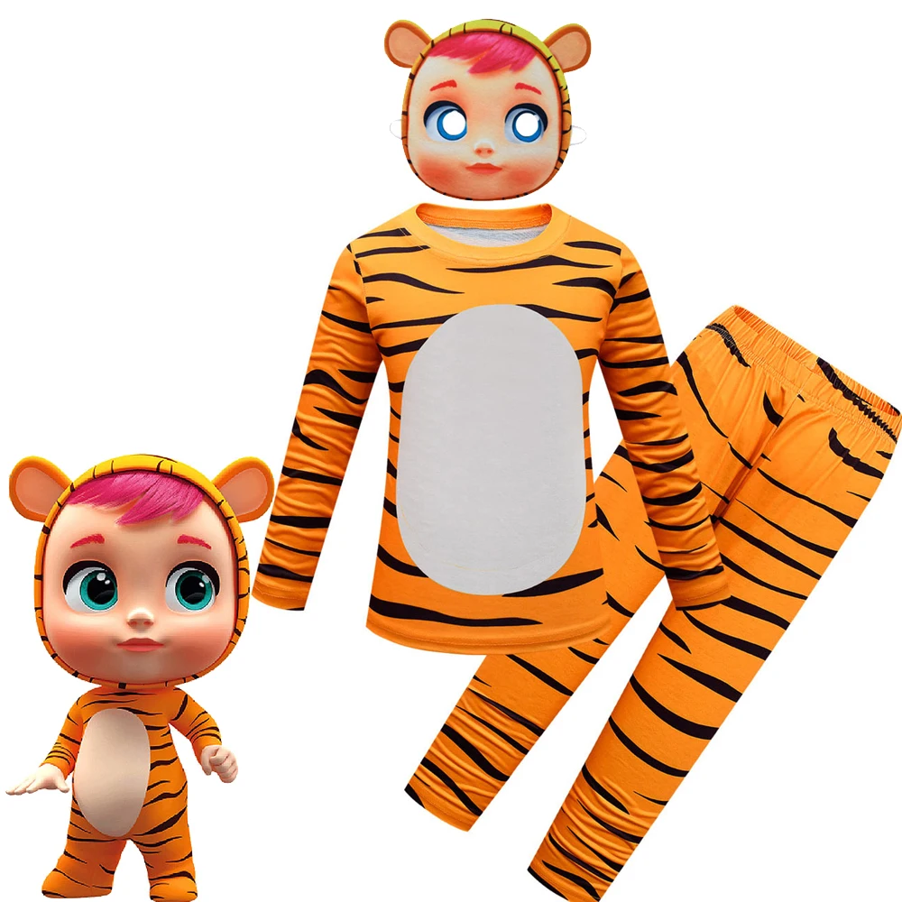 

Cry Babies girl Boy Home Service Suit Underwear Cartoon Clothes Long-Sleeved Trousers Child Nightclothes Indoor Cotton Sleepwear