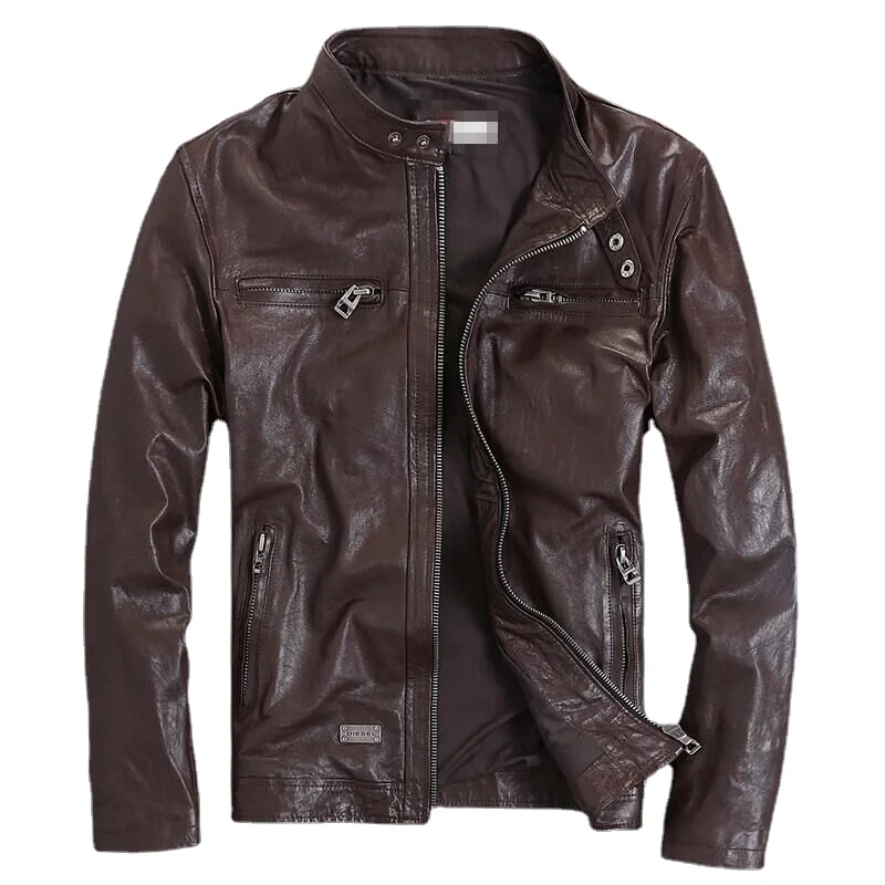 

Men Leather Jacket 100% Genuine Real Sheep Goat Skin Brand Black Male Bomber Motorcycle Biker Man's Coat Autumn Spring Clothes
