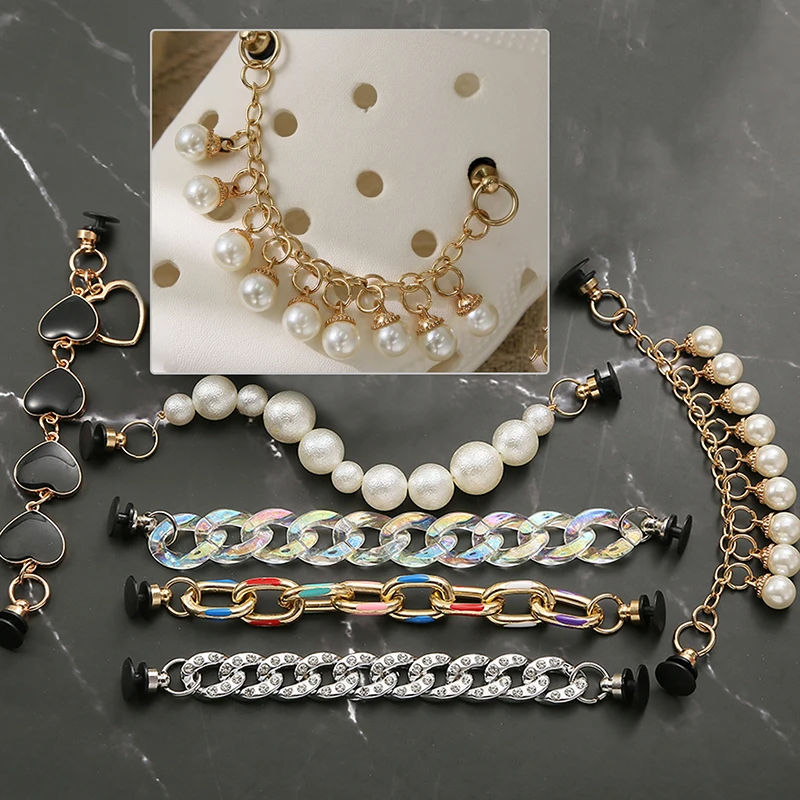 

1Pc Heart Pearl Shoe Chain Accessories Decor For Women Girls Shoe Buckle Gift