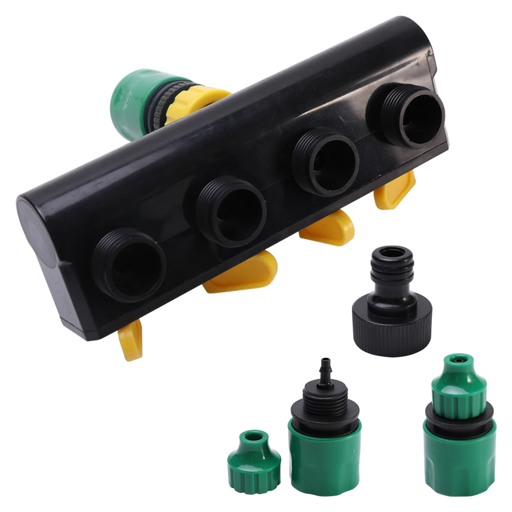 

4 Way Reusable Water Distributor Durable Connection Multifunction Home Lawn Gardening Diverter Patio Universal Car Washing