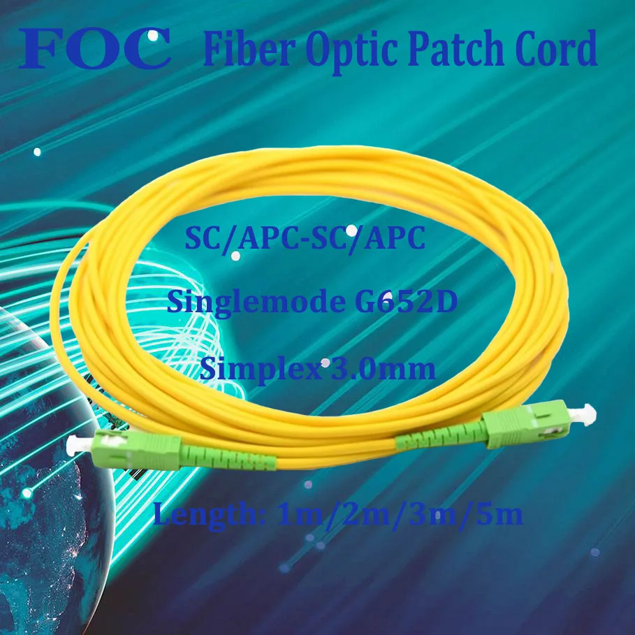 

10Pcs Fiber Optic Cable SC-SC APC Singlemode SM G652D Simplex Core Fiber Patch Cord, 10M/15M/20M