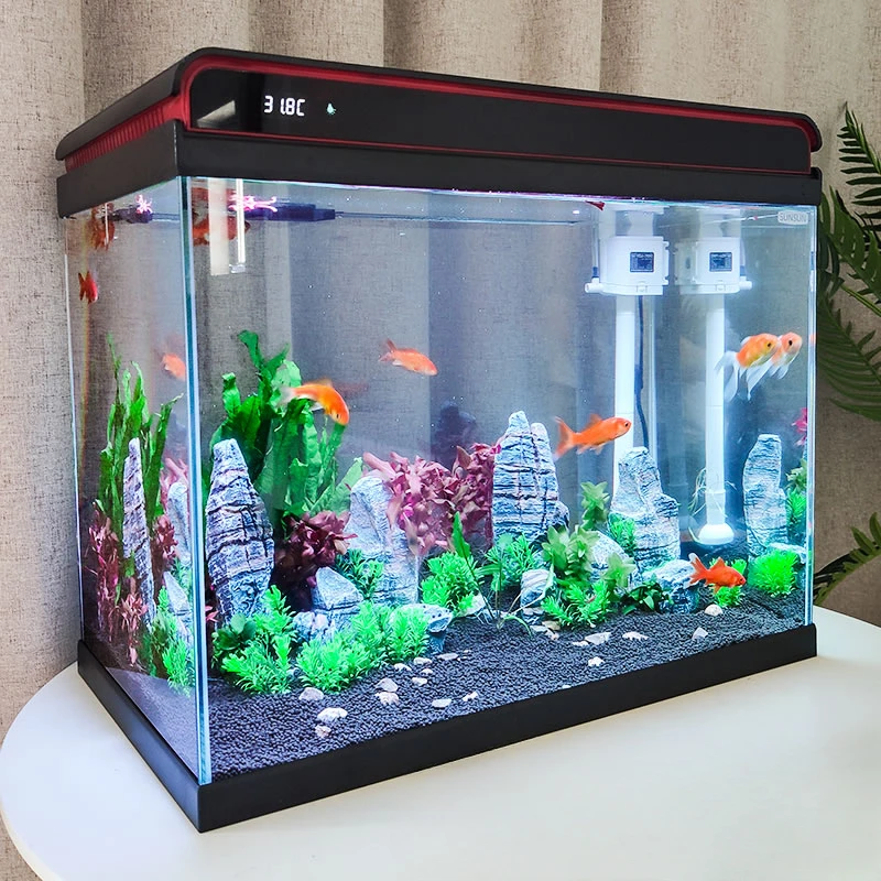 

Home Box Aquarium Fish Tank Vivarium Circulate Originality Living Room Aquarium Fish Tank Small Desktop Acuarios Products QF50YG