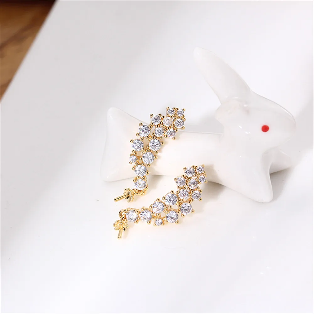 14K gold color preserving S925 silver needle designer zircon Pearl Earrings DIY accessories