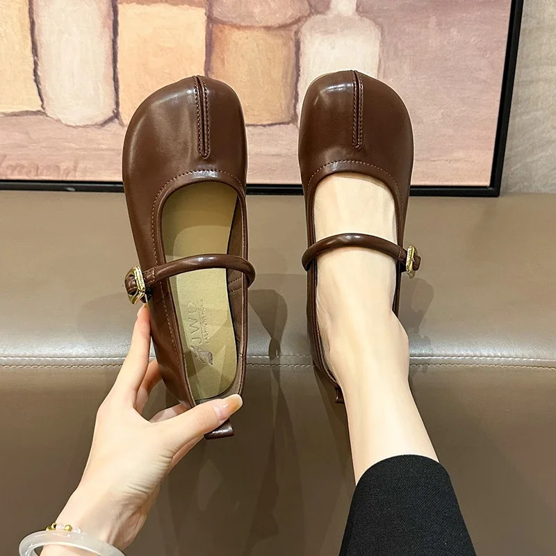 Женские Туфли Мэри Джейн туфли с круглым носком на плоской подошве в стиле ретро