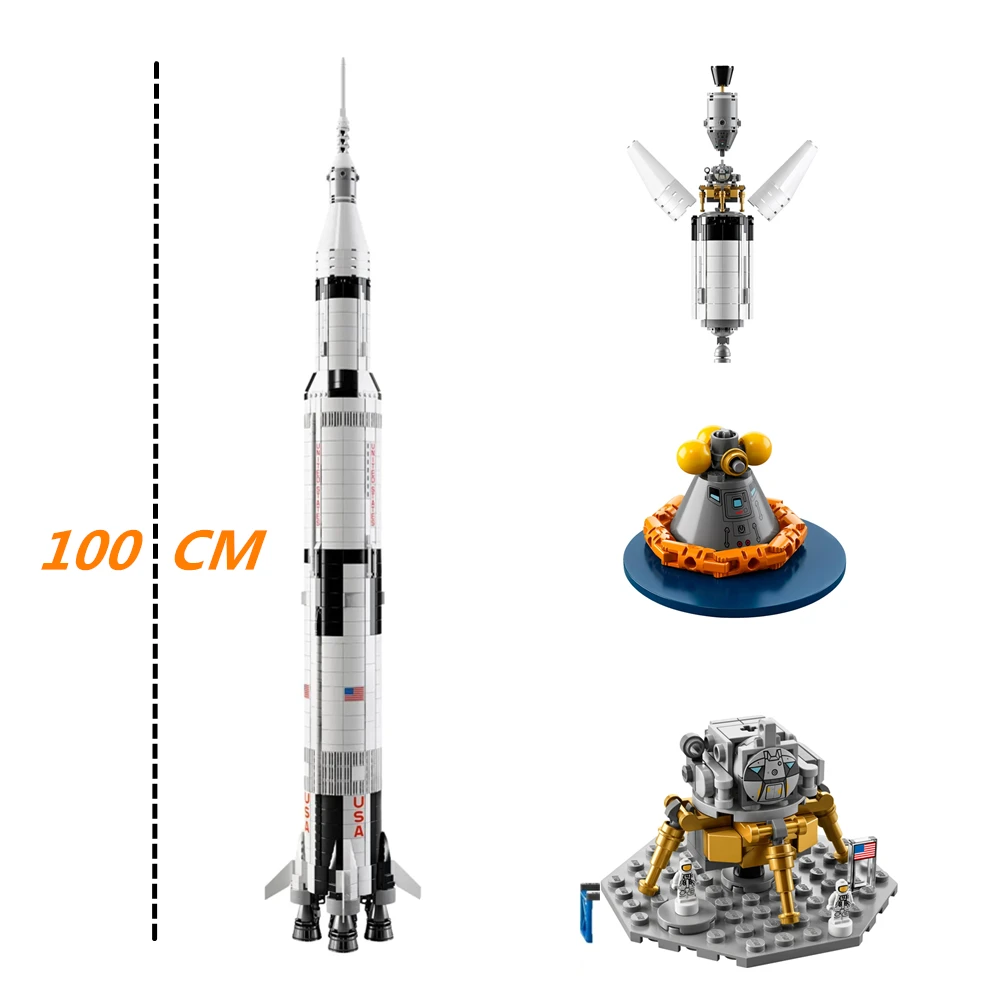 

IN STOCK Saturn V Rocket Launch Compatible 21309 92176 Building Blocks Model Education Building Blocks Bricks Kids Toys Gifts