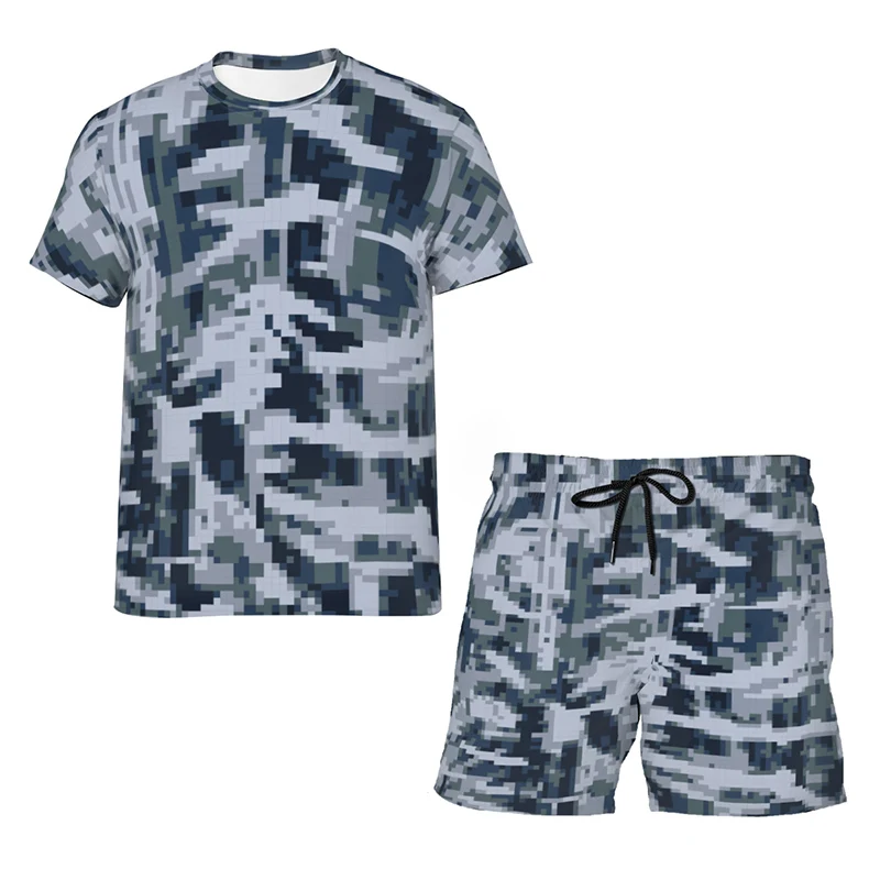 Футболка и шорты камуфляжные для мужчин женщин Классический Повседневный модный