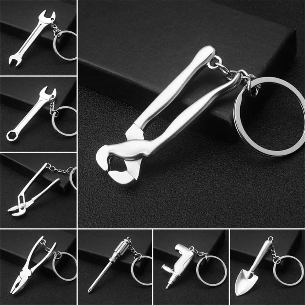 

Keychains For Men Car Bag KeyRing Combination Tool Portable Mini Utility Pocket Clasp Ruler Hammer Wrench Pliers Shovel Gifts