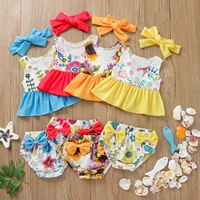 infant baby girls outfit set girls swimsuit set 2022 new girls split swimsuit baby flower bow swimming suit