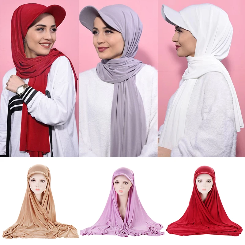 

Sun Protection Baseball Hat Cap Hijab Shawl Instant Hijab Bandana Abaya Turban Hats For Women 2022 New Ready To Wear