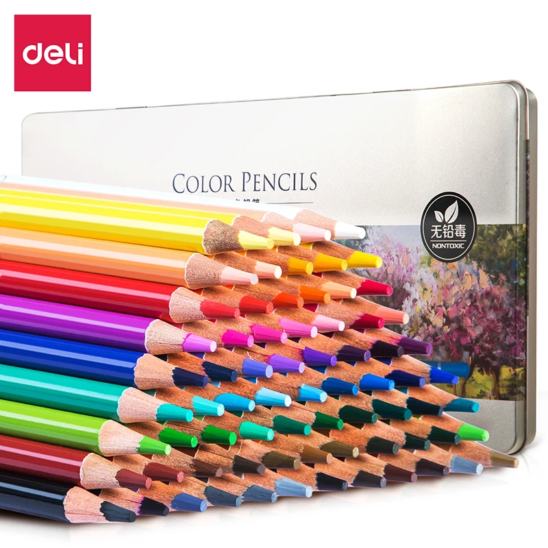 

Deli 24/36/48/72 Colored Pencil Professional Oil Pencils Wood Watercolor Pencils Drawing Pencil Set For School Art Supplies 6565