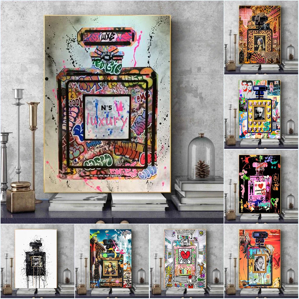 

Graffiti Perfume Bottle Canvas HD Prints Painting Wall Art Pictures Modern Fashion Women Living Room Home Decoration Posters