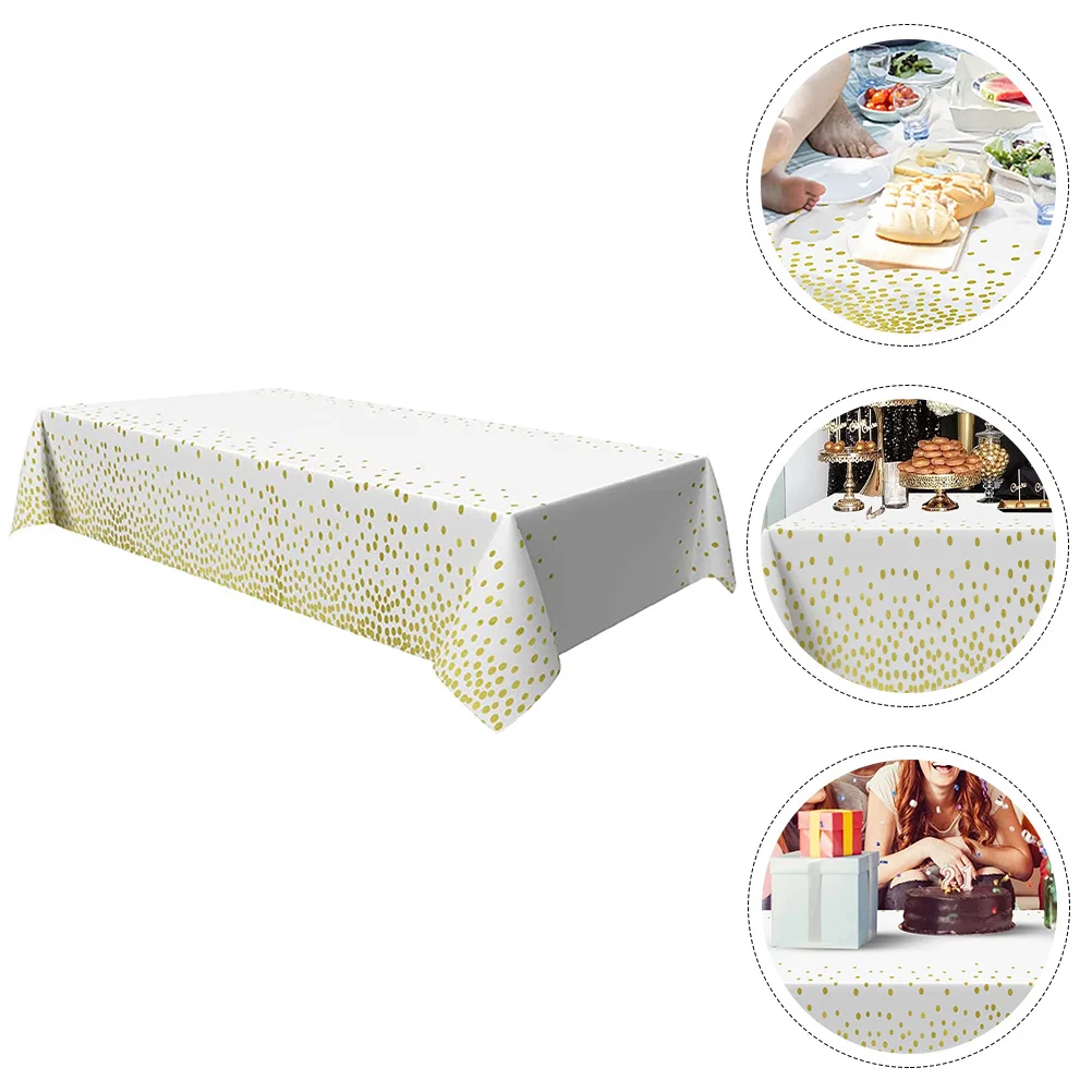 

Table Tablecloth Cover Partydisposable Cloths Gold Decorative Cloth Rectangular Wedding Runnertablecovers Dot Oil Dining Proof