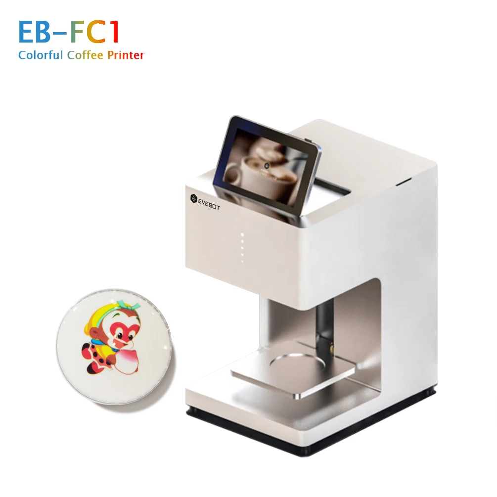 

EVEBOT Full Color Coffee Printer EB-FC1 WIFI Selfie Coffee Machine with Edible Ink Latte Art Machine Edible Food Printer