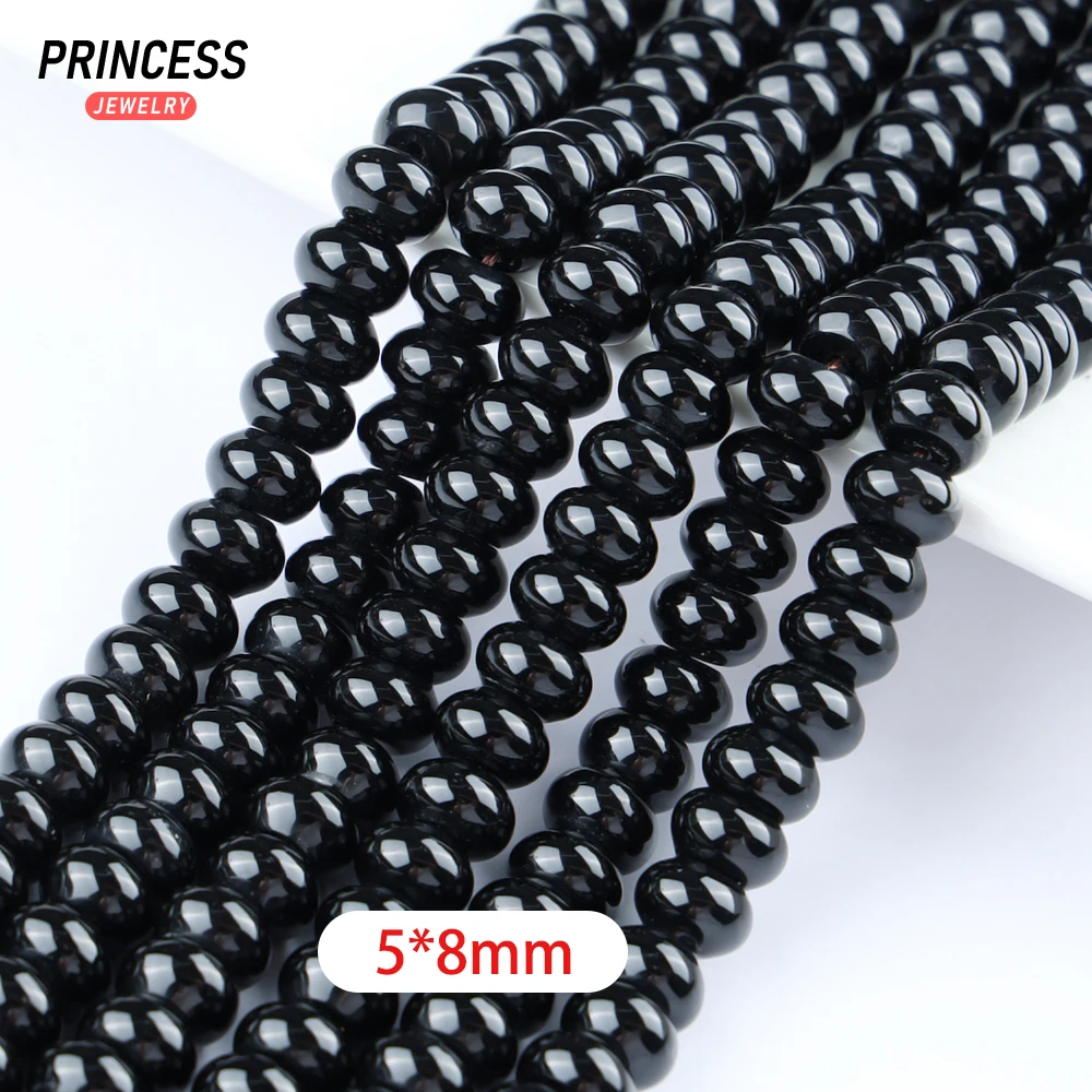 Круглые бусины из агата оникс 5*8 мм 10*8