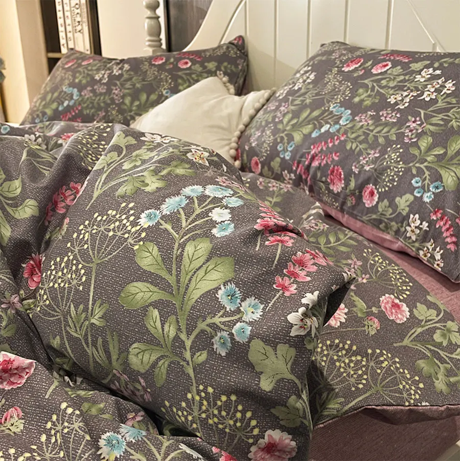 

Vintage rustic pastoral flower bedding set,retro cotton twin full queen king home textile flat sheet pillow case duvet cover