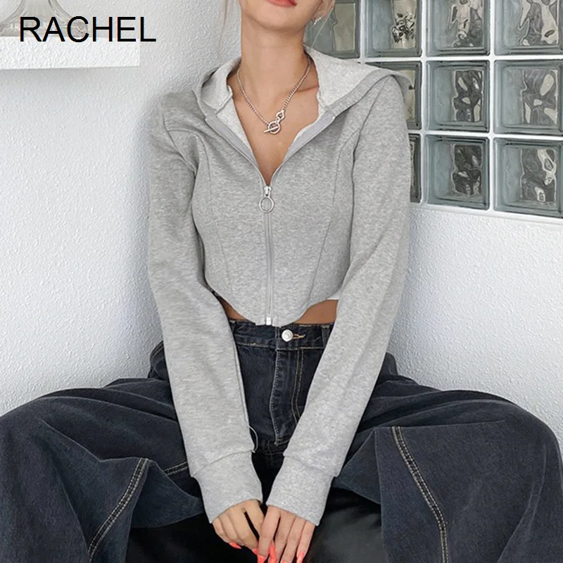 

Женские толстовки с разрезом, нестандартный свитер, модный короткий тонкий топ с пупком, модная Рэйчел