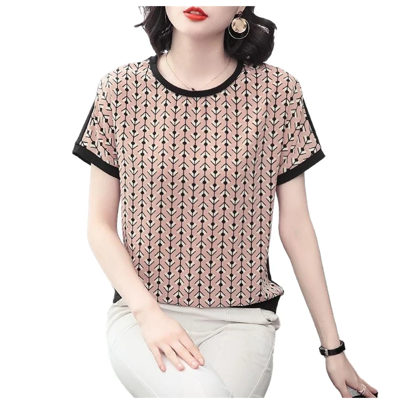 

Футболка женская с круглым вырезом, базовый топ свободного покроя с коротким рукавом, с принтом, большие размеры 4XL, на лето