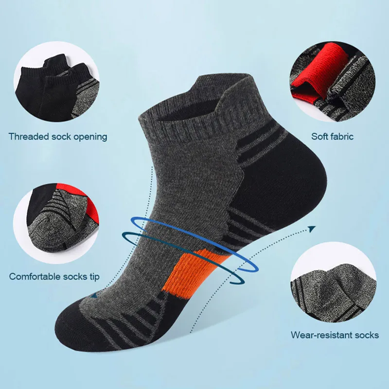 5 Pairs High Quality Socks Men Summer Outdoor Casual Cotton Socks Short Breathable Black Ankle Socks Run Sports Socks